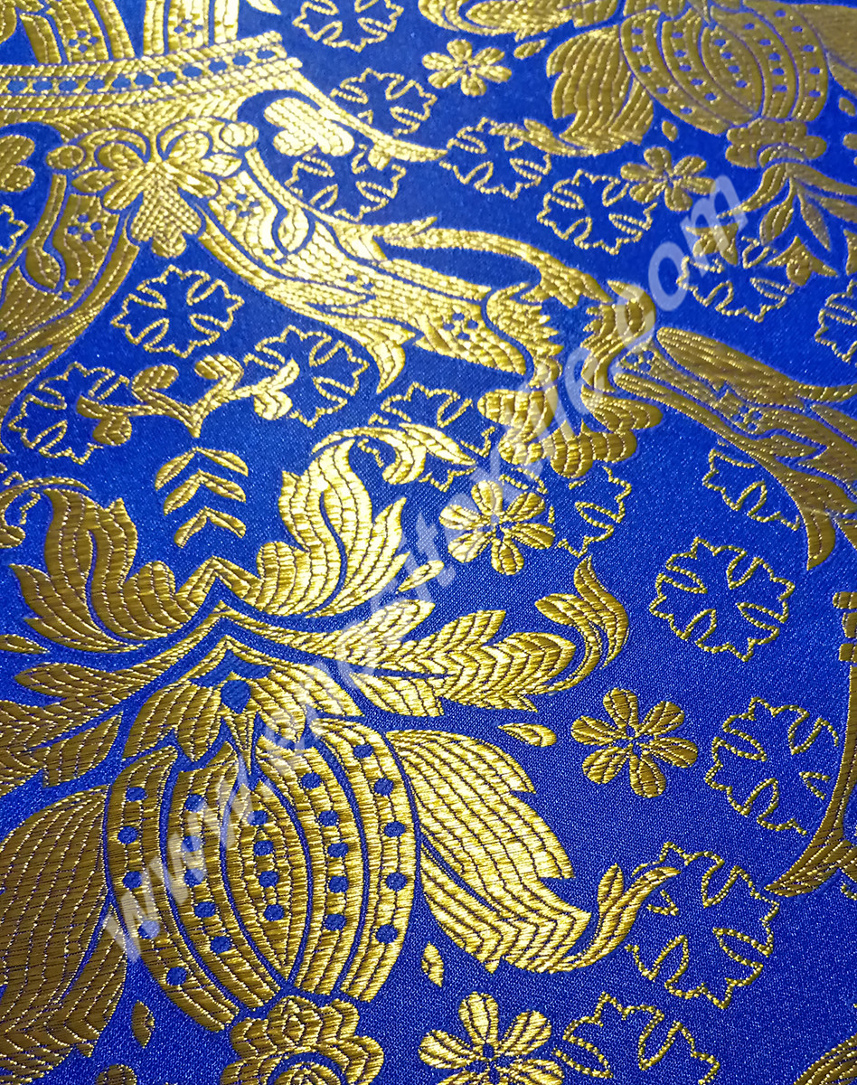 KL-028 Blue-Gold Brocade Fabrics